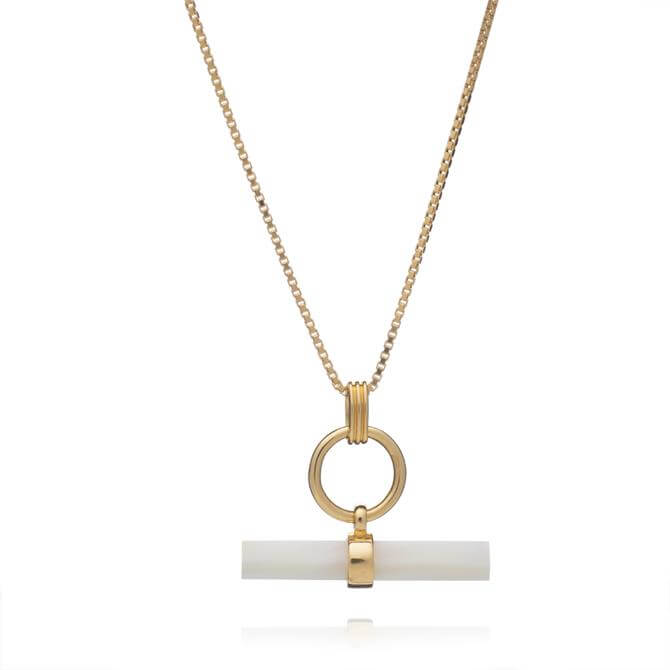 Rachel Jackson London Gold Gemstone T-Bar Necklace